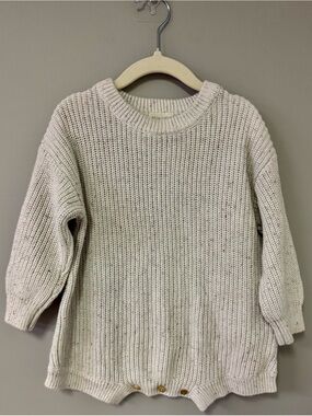 Relaxed Cream Crewneck Knit Romper